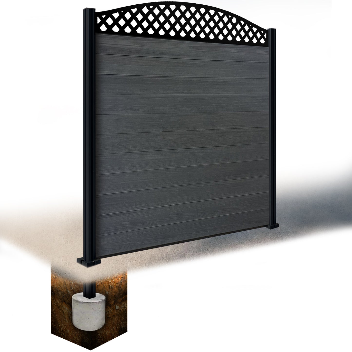 Composite Fence Kit - with Curved Wave Trellis