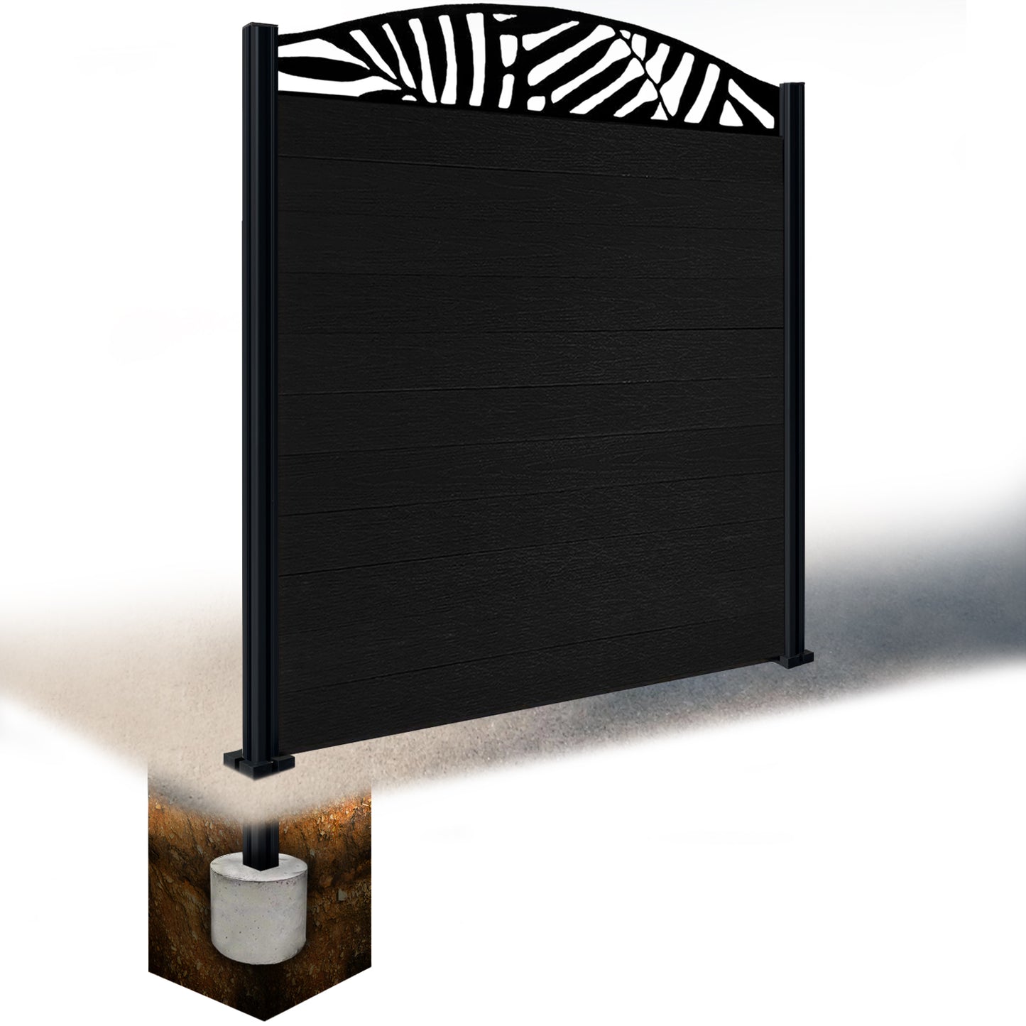 Composite Fence Kit - with Curved Leafy Trellis