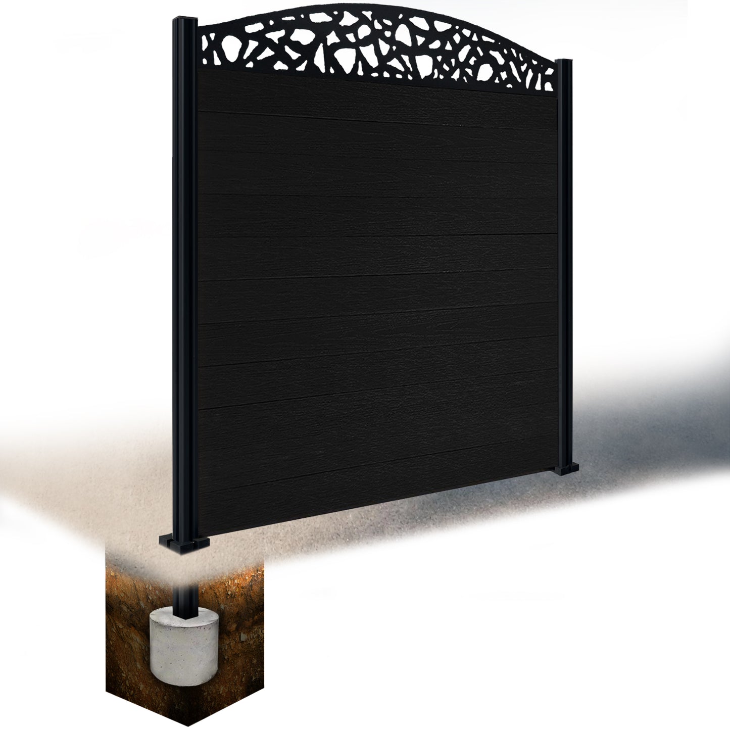 Composite Fence Kit - with Curved Pebble Trellis