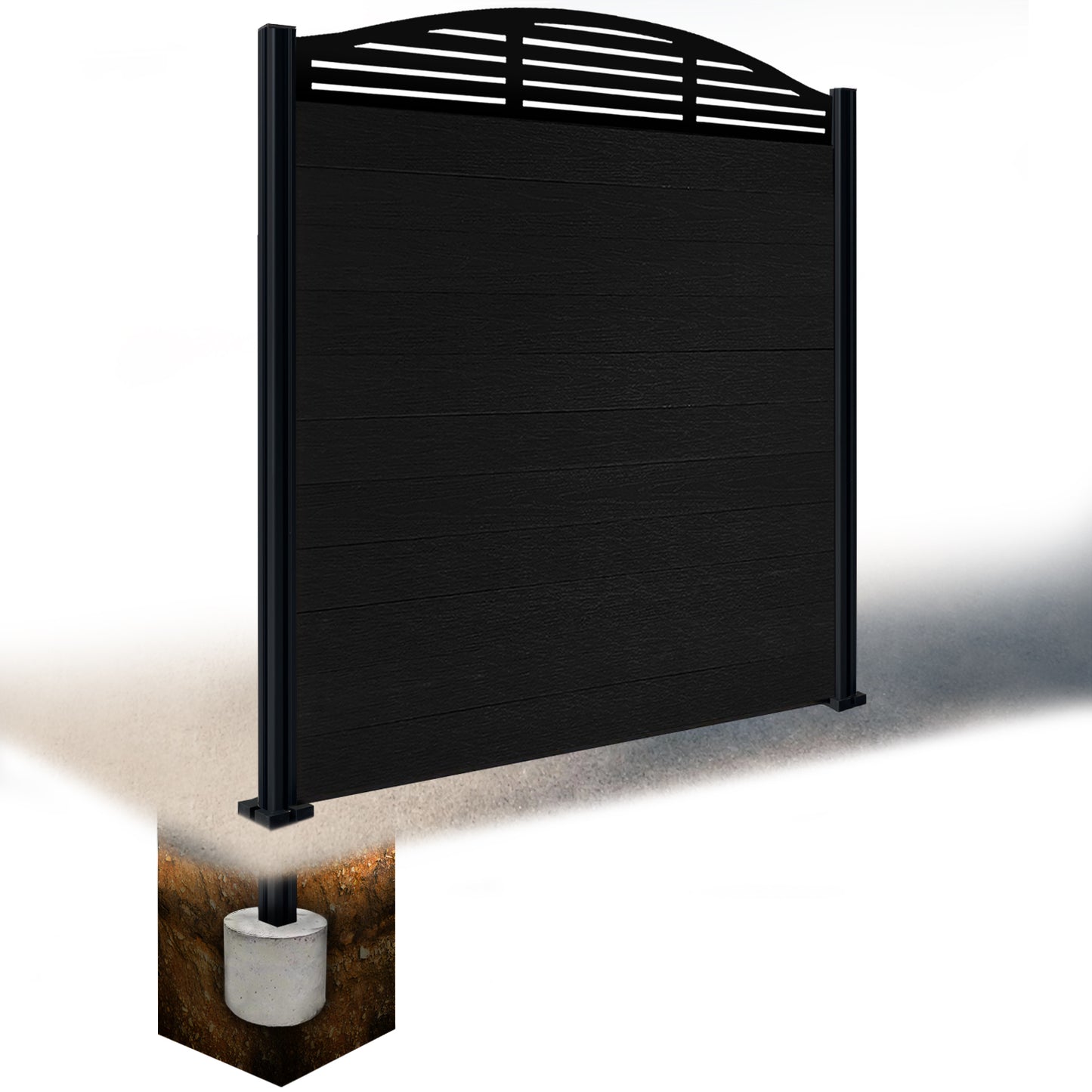 Composite Fence Kit - with Curved Slat Trellis