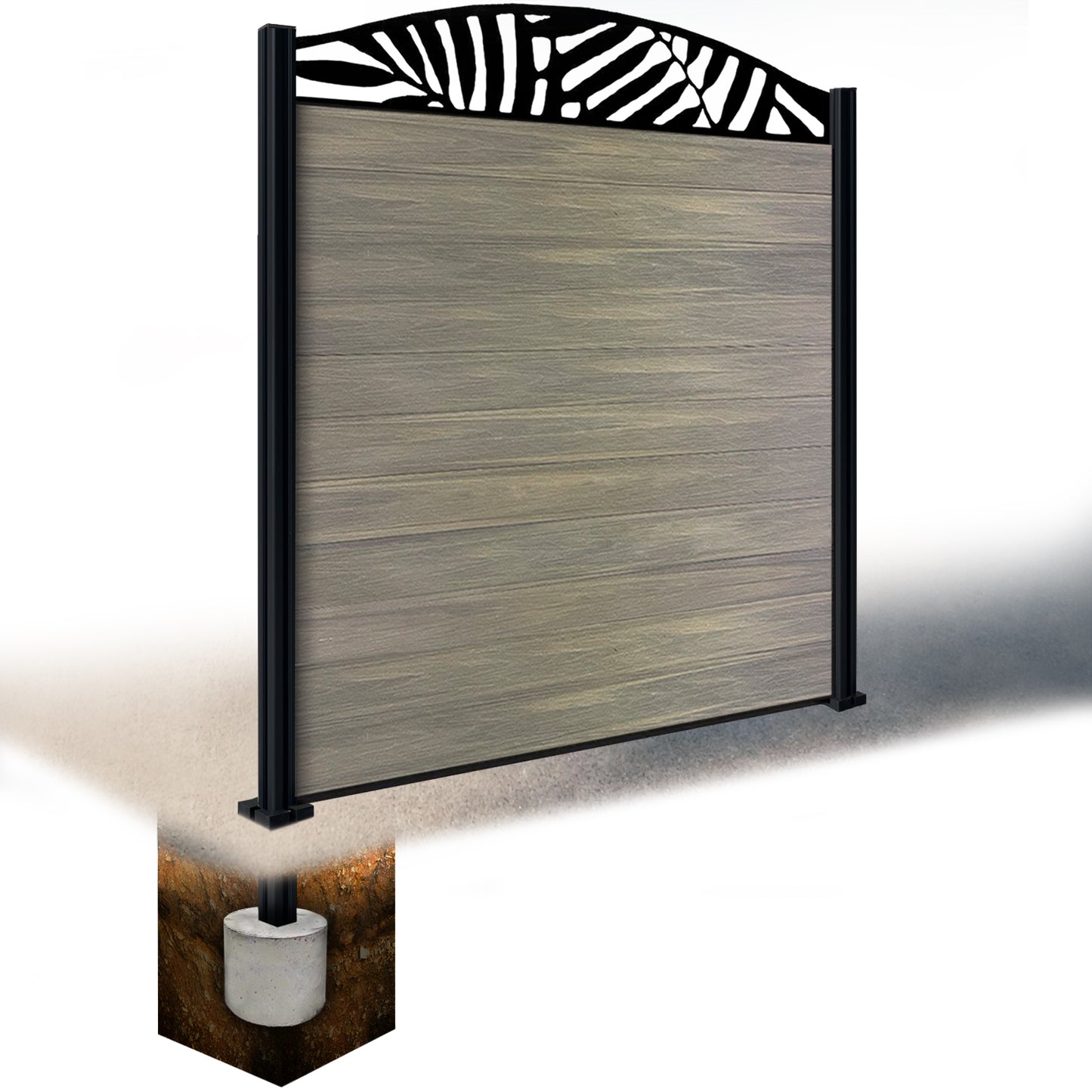 Composite Fence Kit - with Curved Leafy Trellis