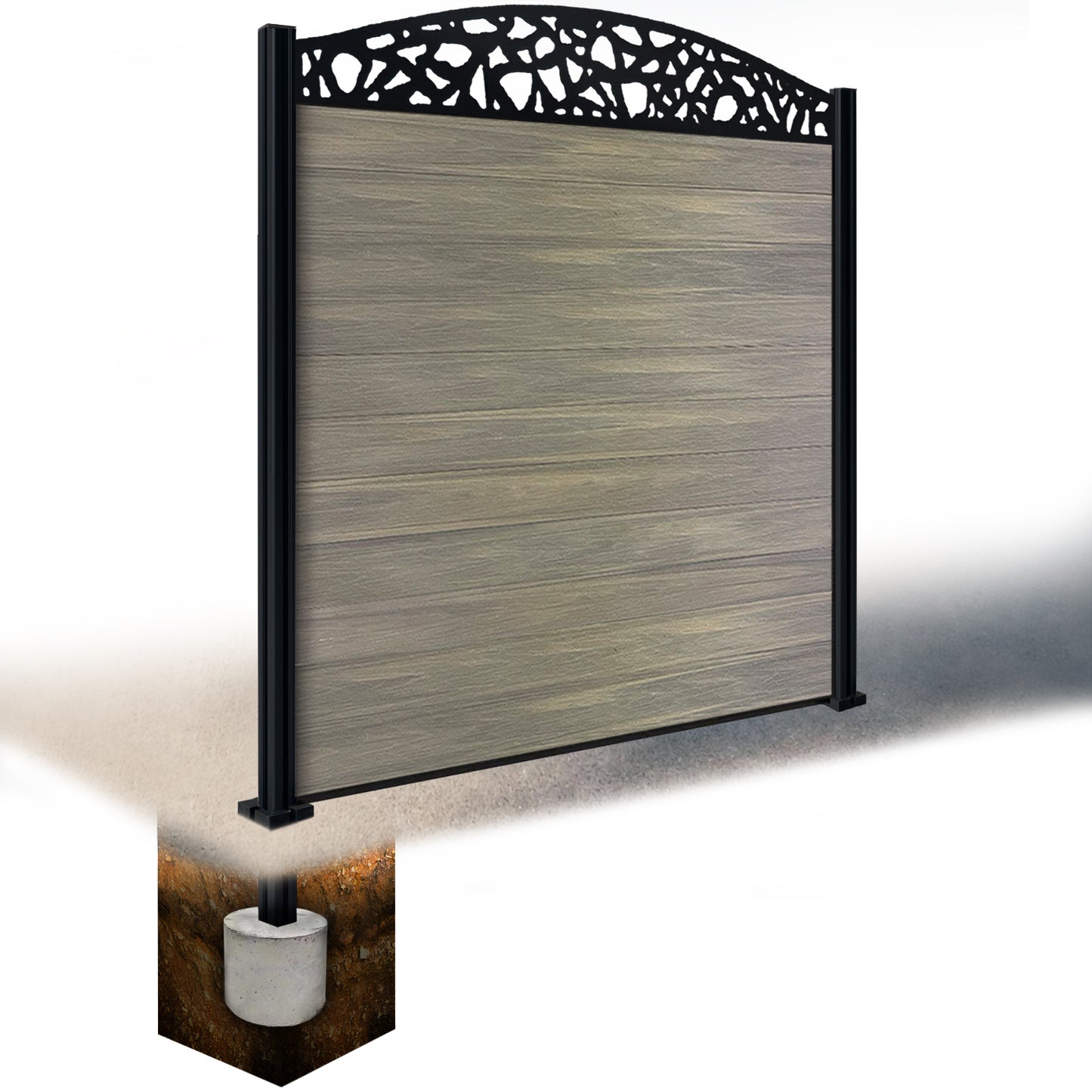 Composite Fence Kit - with Curved Pebble Trellis