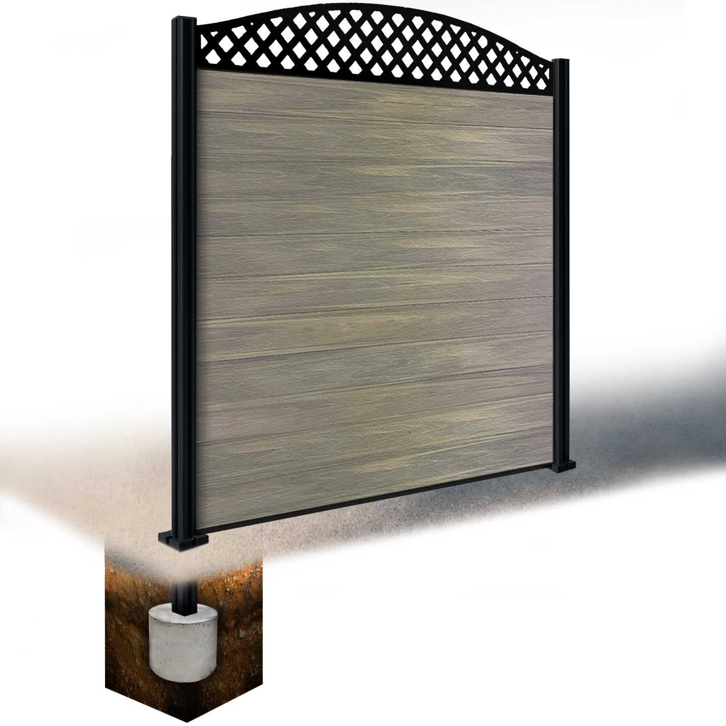 Composite Fence Kit - with Curved Wave Trellis