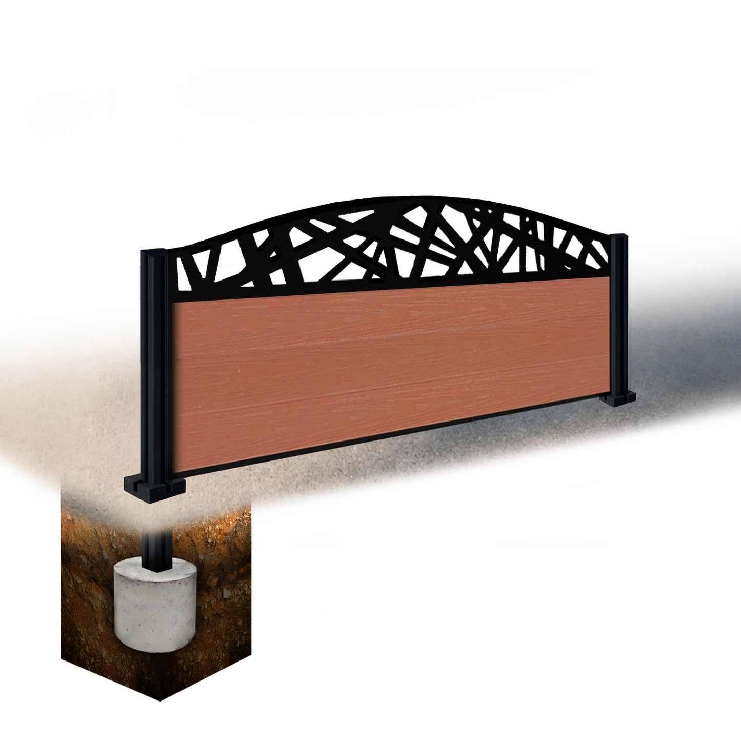 Composite Fence Kit - with Curved Laser Trellis