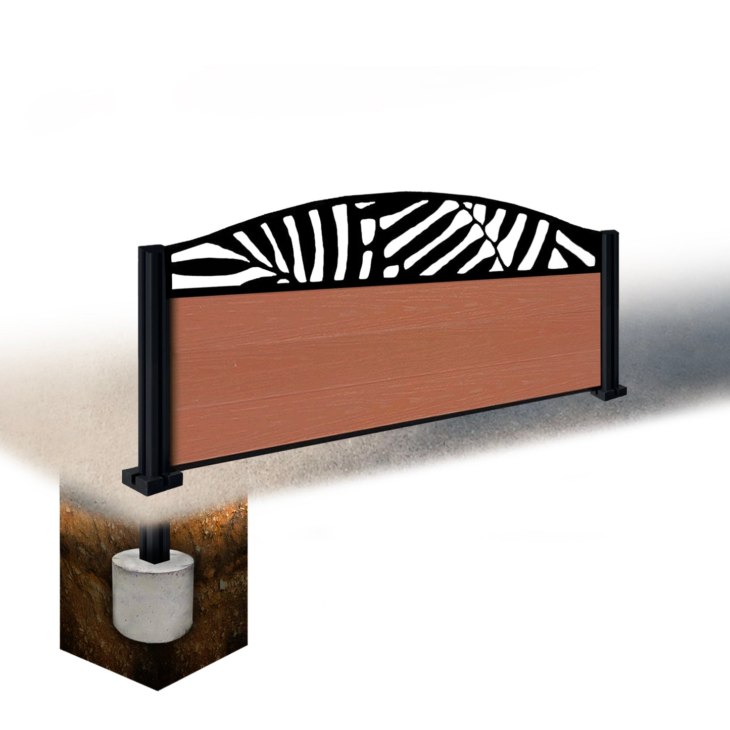 Composite Fence Kit - with Curved Leafy Trellis