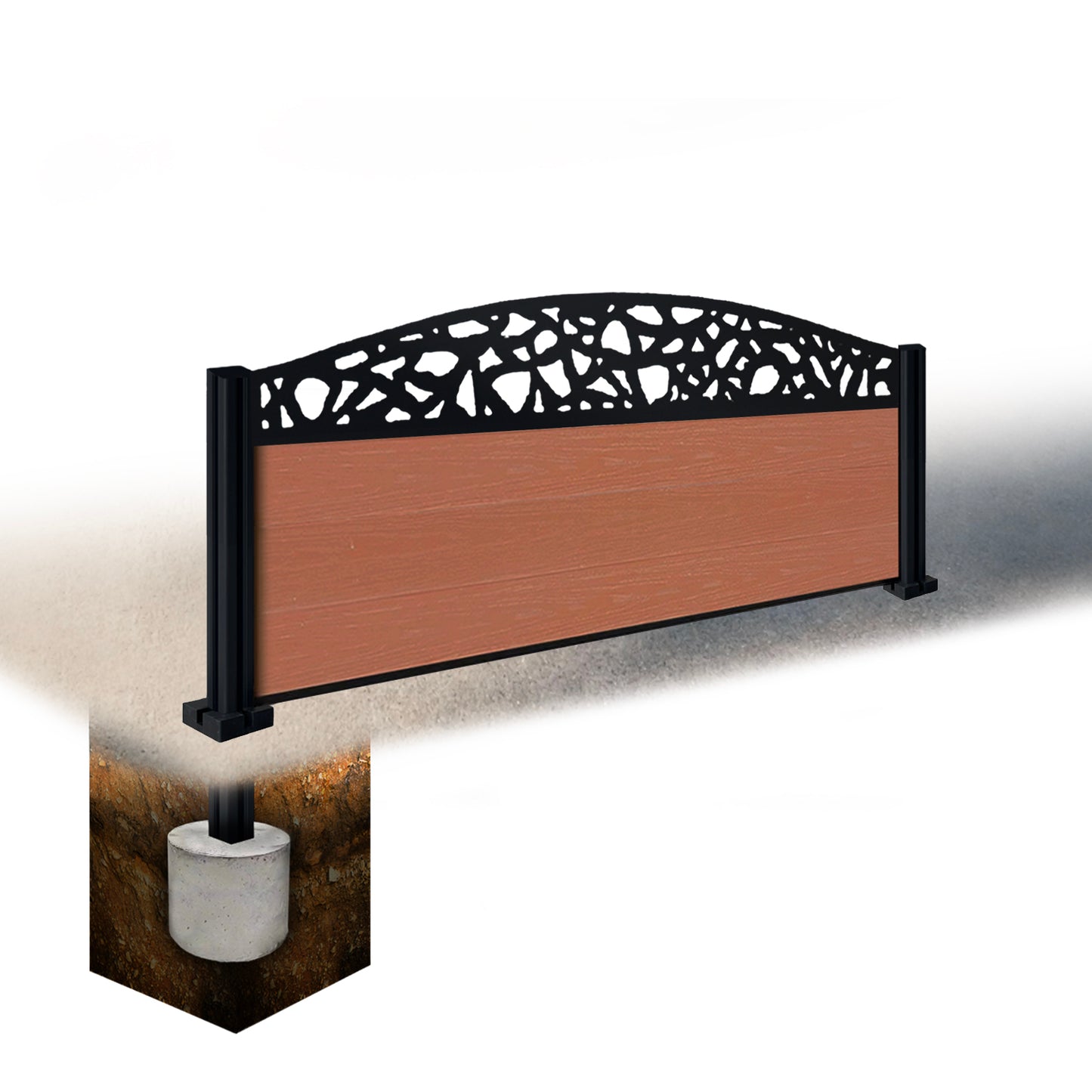 Composite Fence Kit - with Curved Pebble Trellis