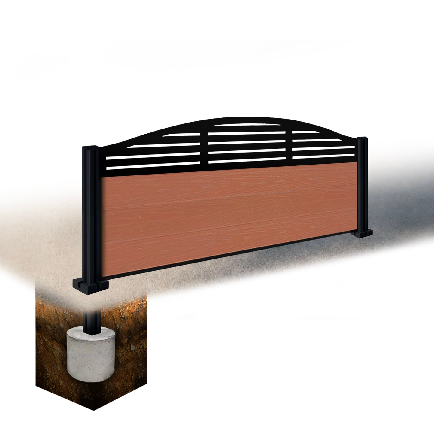 Composite Fence Kit - with Curved Slat Trellis