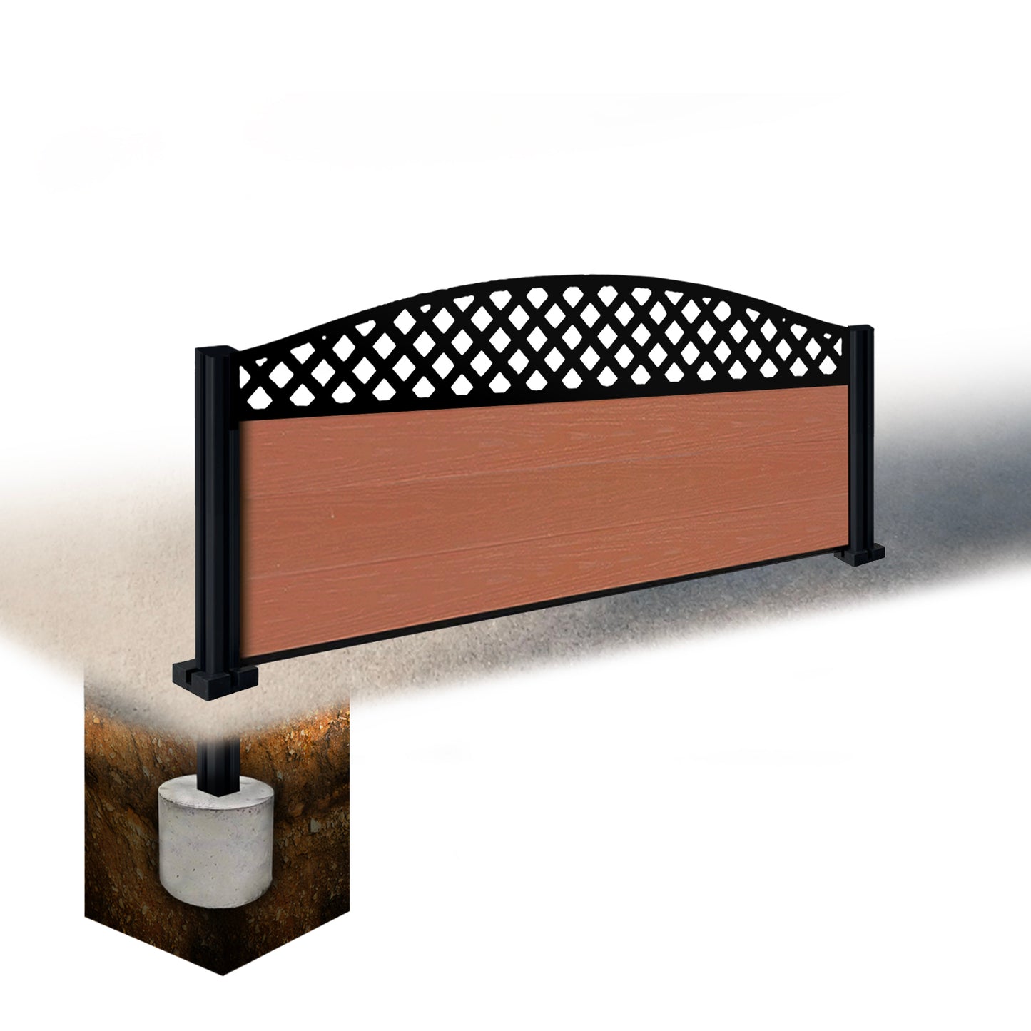 Composite Fence Kit - with Curved Wave Trellis