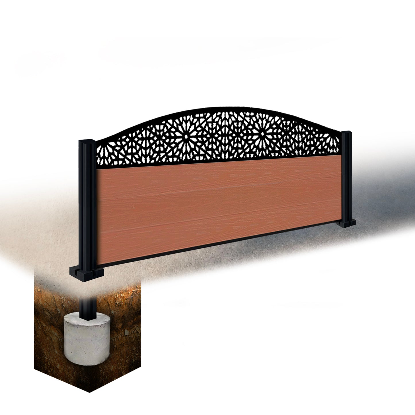 Composite Fence Kit - with Curved Morocco Trellis