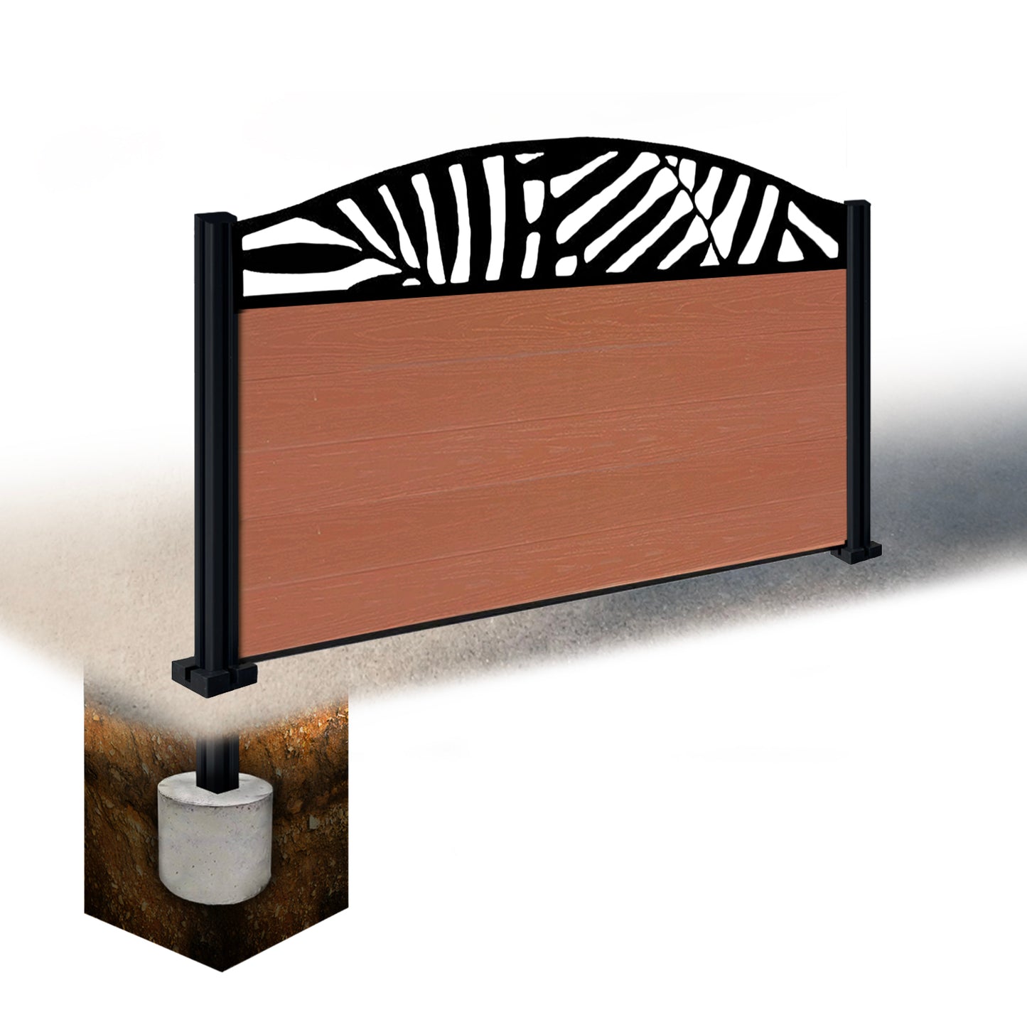 Composite Fence Kit - with Curved Leafy Trellis