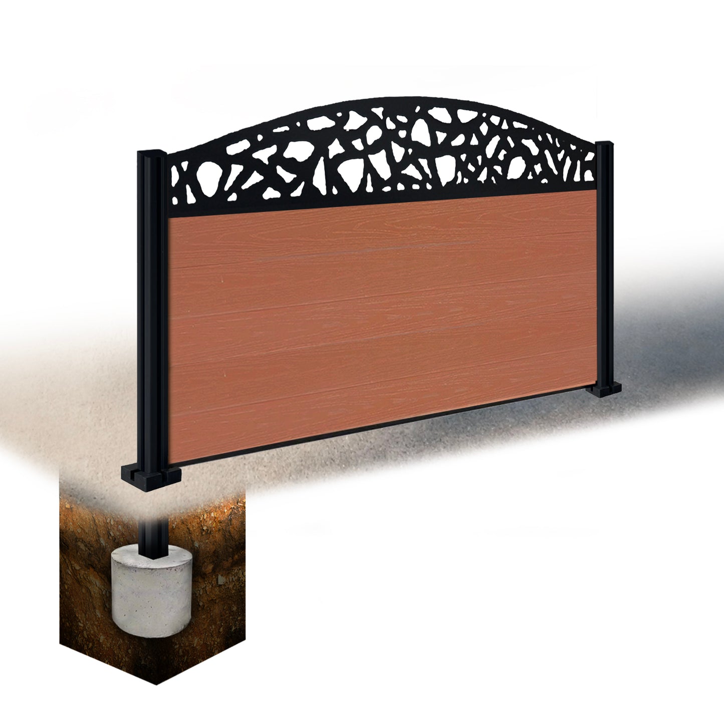 Composite Fence Kit - with Curved Pebble Trellis