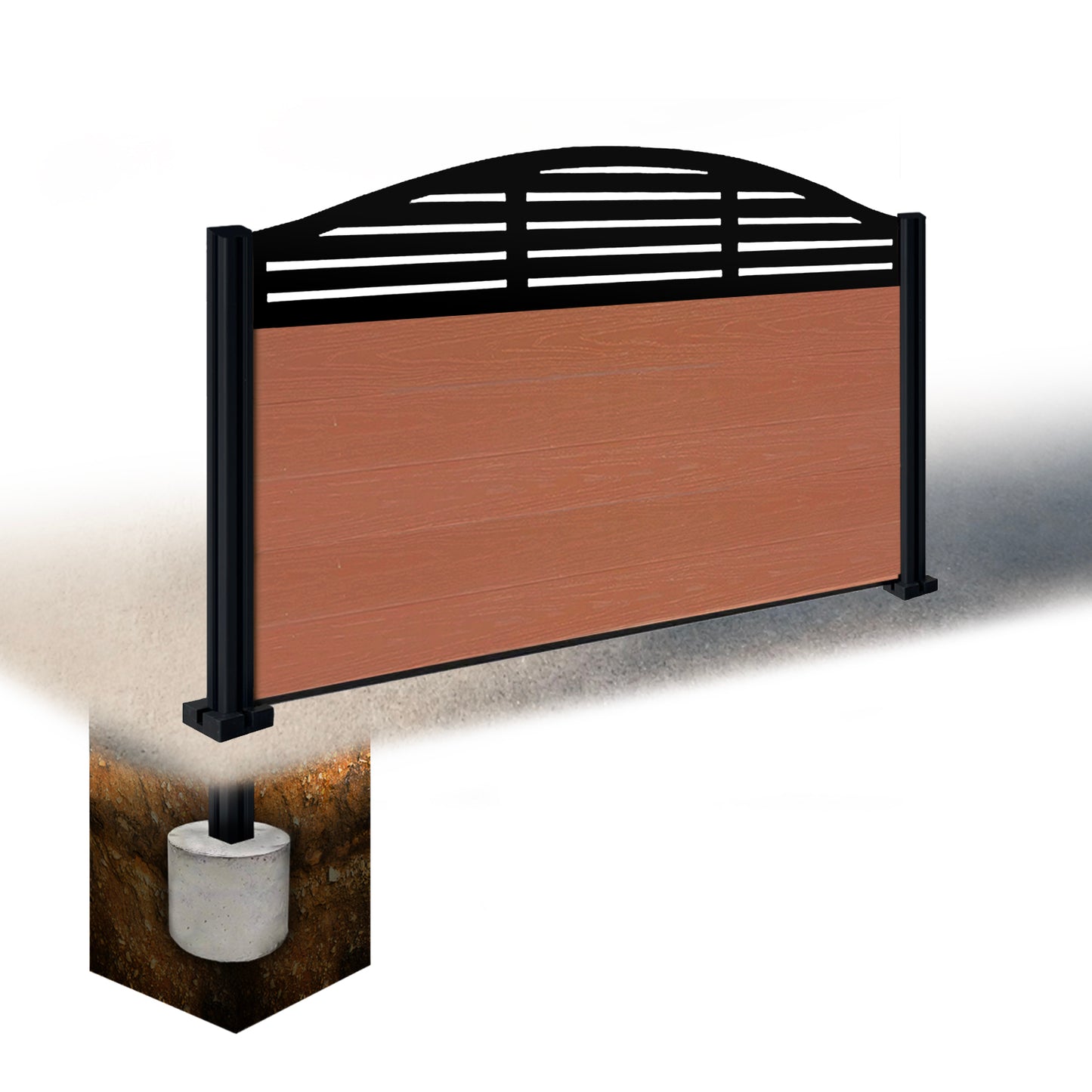 Composite Fence Kit - with Curved Slat Trellis