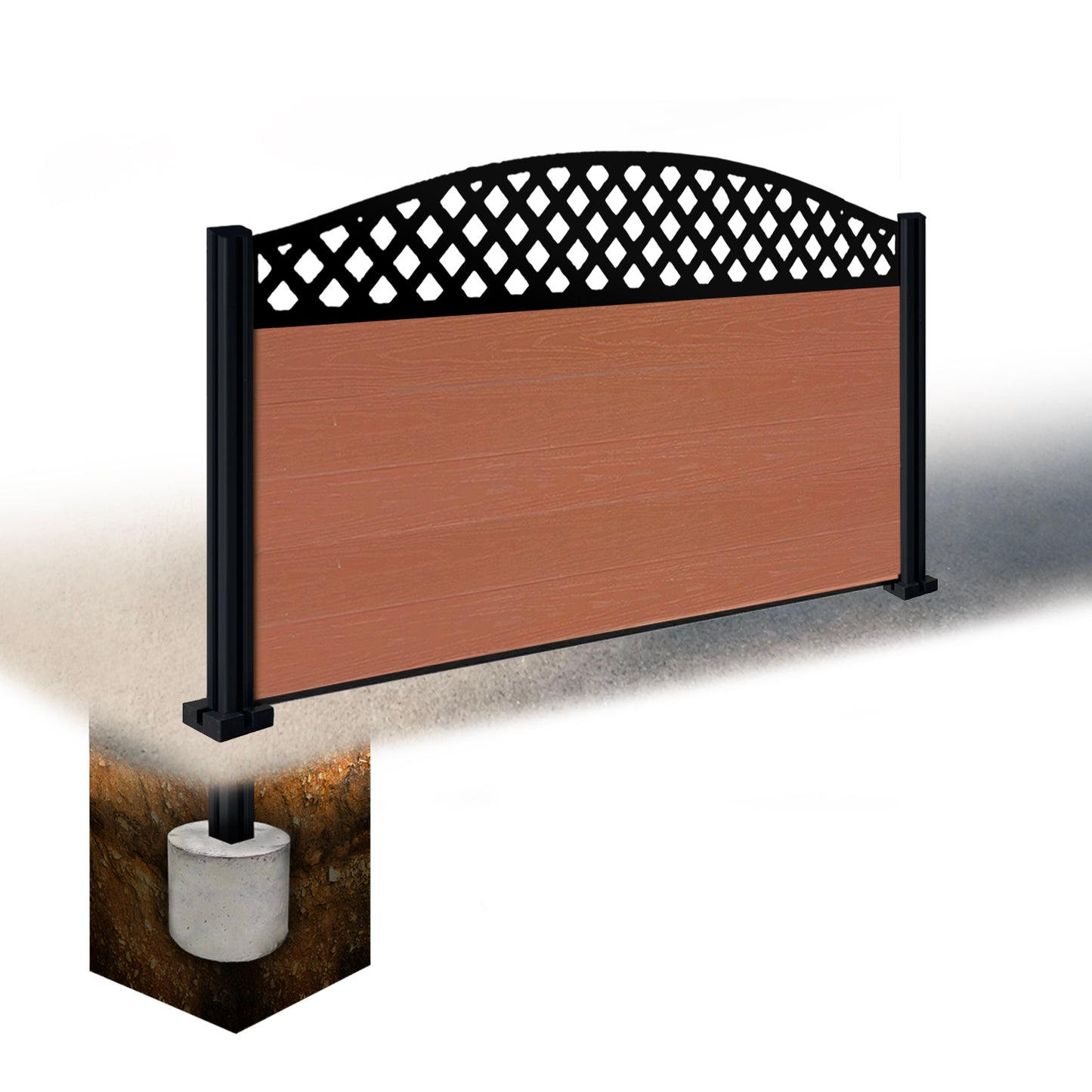 Composite Fence Kit - with Curved Wave Trellis