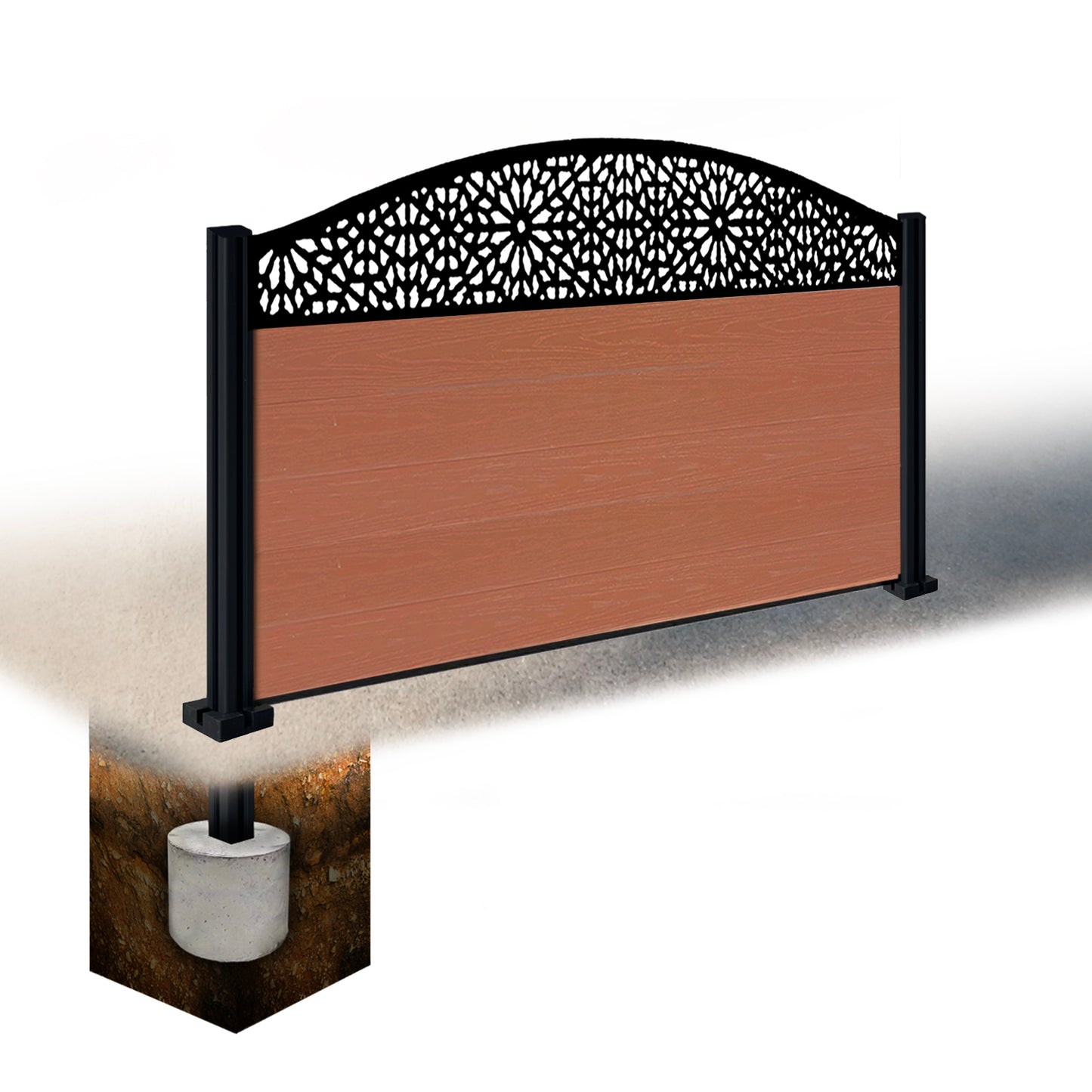 Composite Fence Kit - with Curved Morocco Trellis