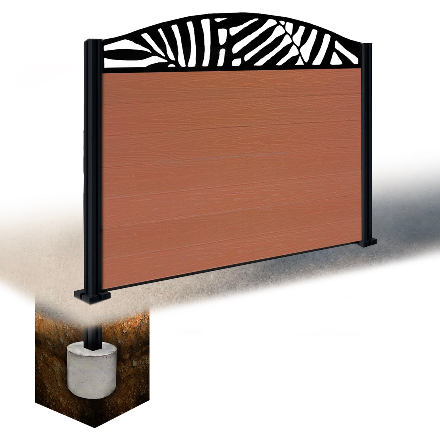 Composite Fence Kit - with Curved Leafy Trellis