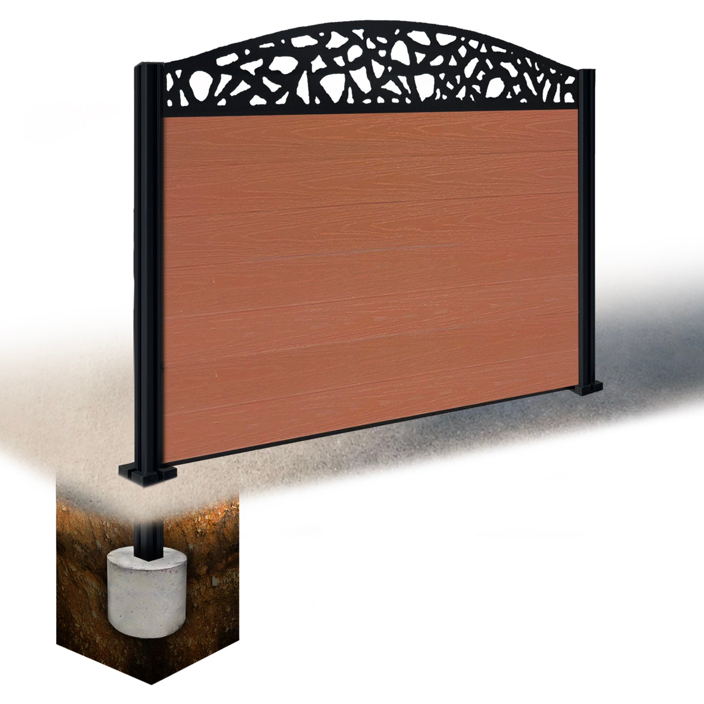 Composite Fence Kit - with Curved Pebble Trellis