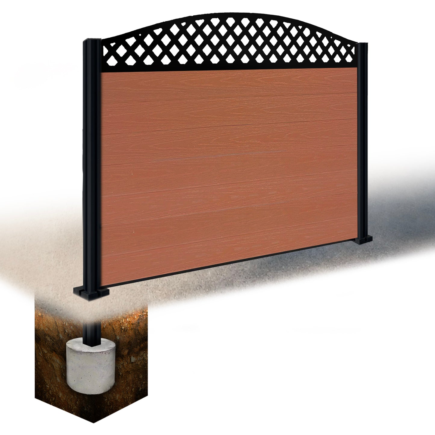 Composite Fence Kit - with Curved Wave Trellis