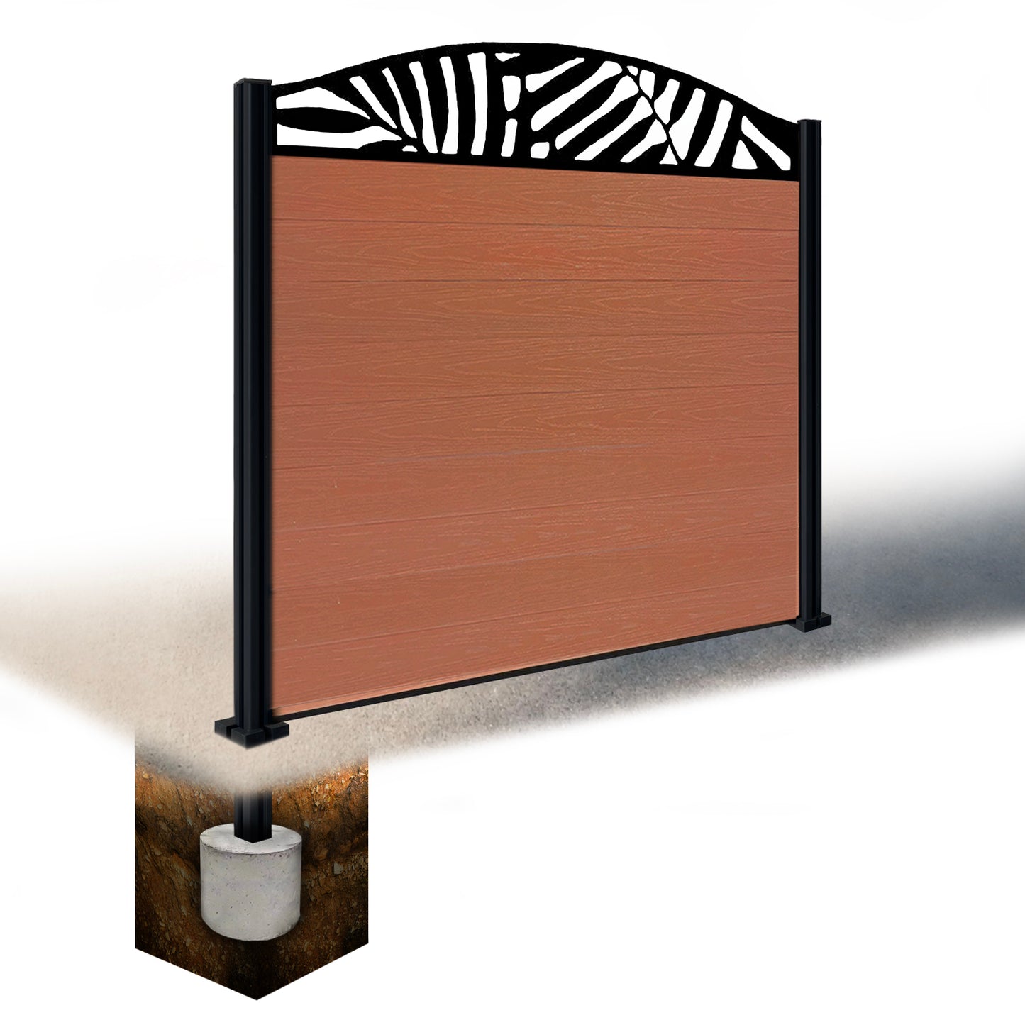 Composite Fence Kit - with Curved Leafy Trellis