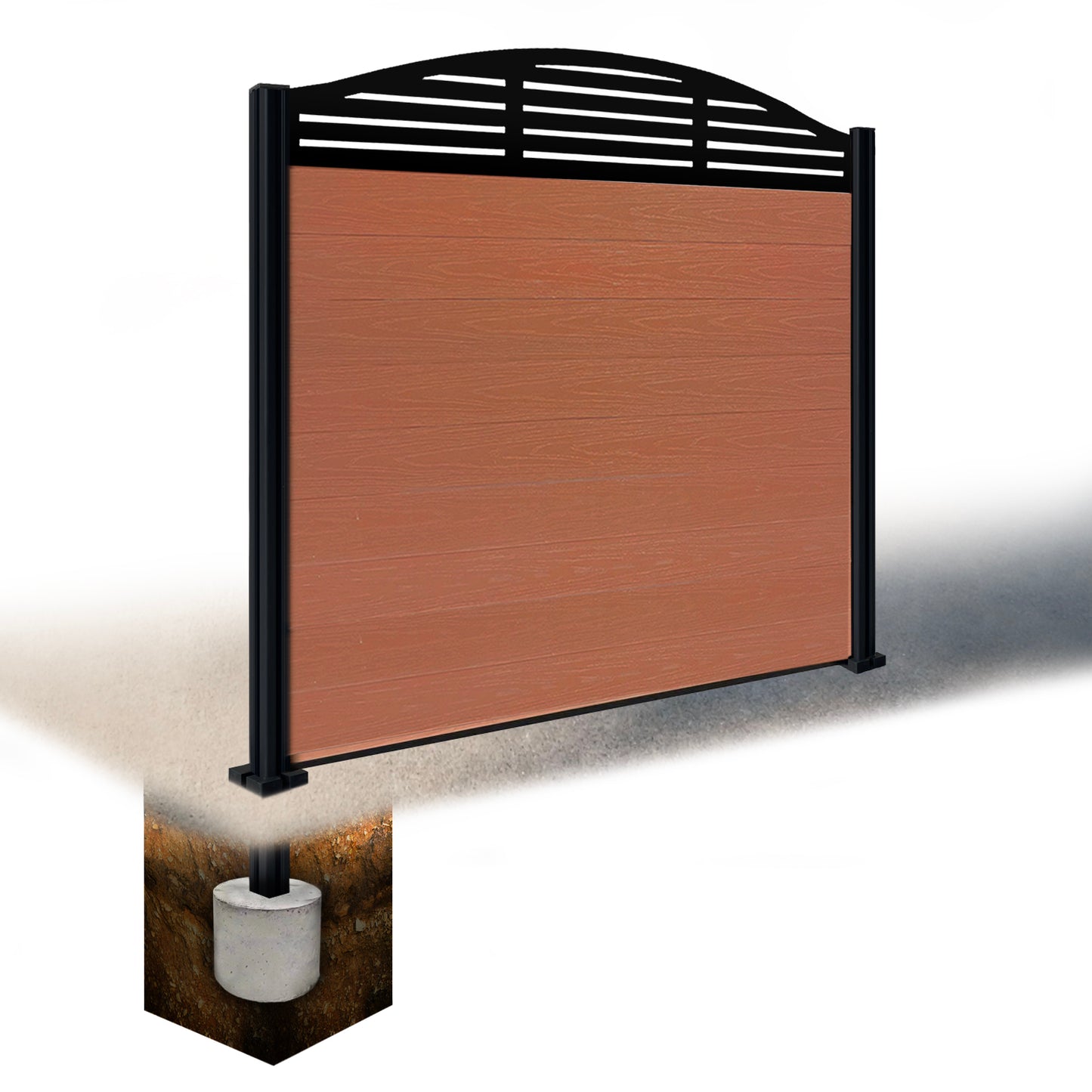 Composite Fence Kit - with Curved Slat Trellis