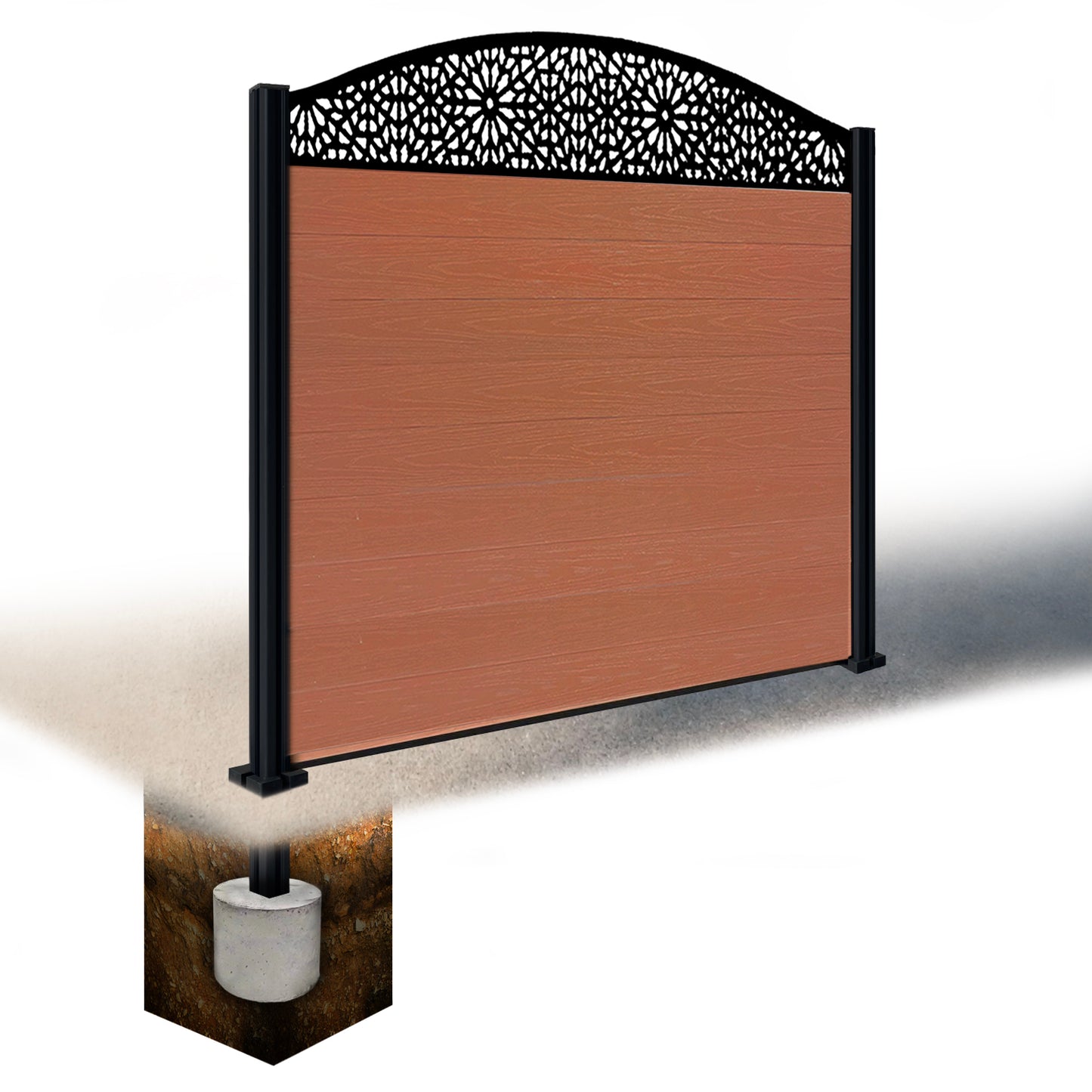 Composite Fence Kit - with Curved Morocco Trellis