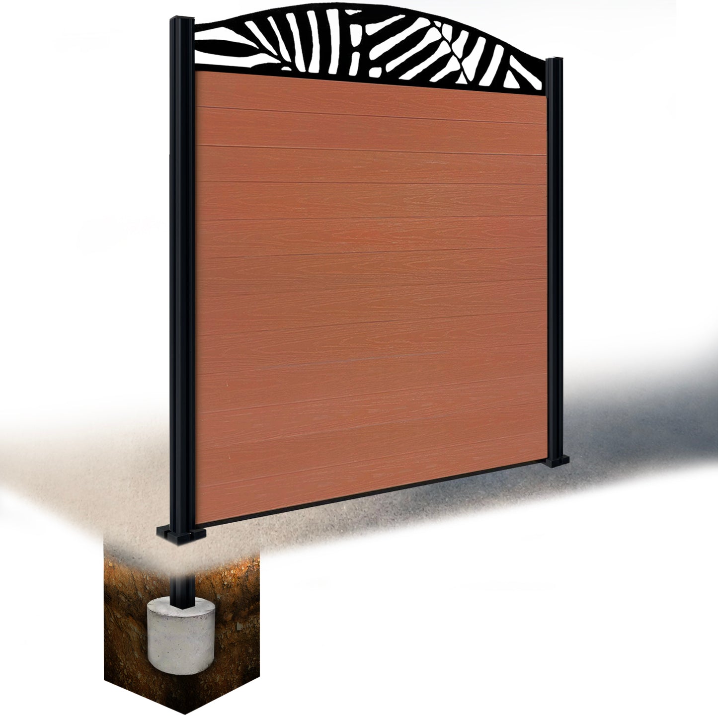 Composite Fence Kit - with Curved Leafy Trellis