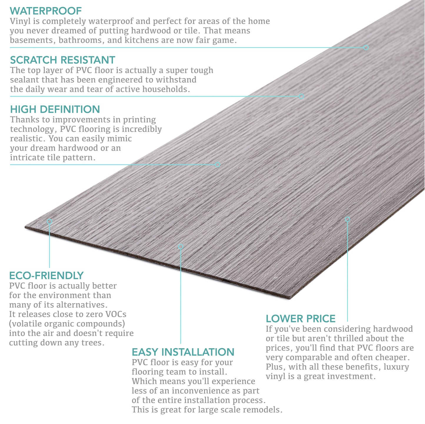 EasyFloor© 5m² Self Adhesive Floor Tile Vinyl Flooring Wood Effect Peel and Stick Tile 15X90cm 35pcs Wooden Flooring