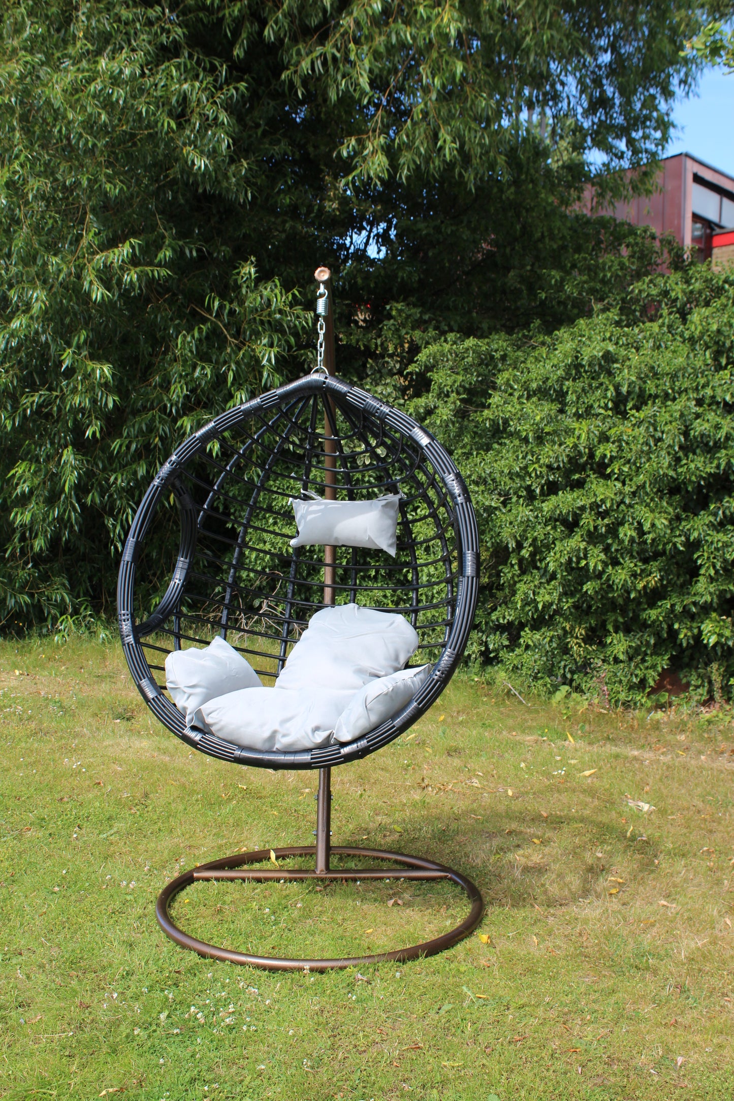 SimpleLiving Swing Hanging Egg Chair with Cushion Patio Garden Outdoor PE Rattan Furniture